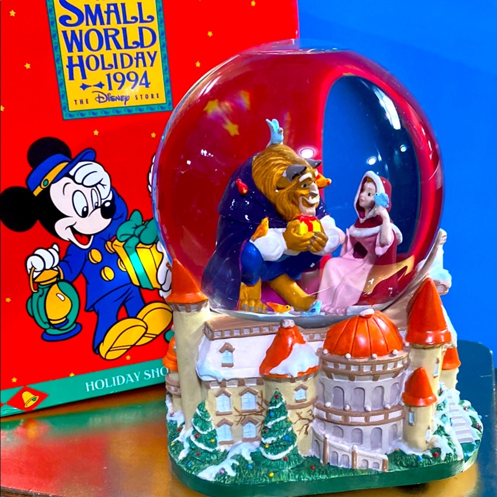 Walt Disney 1994 It’s A Small World Beauty And The Beast Musical Snowglobe